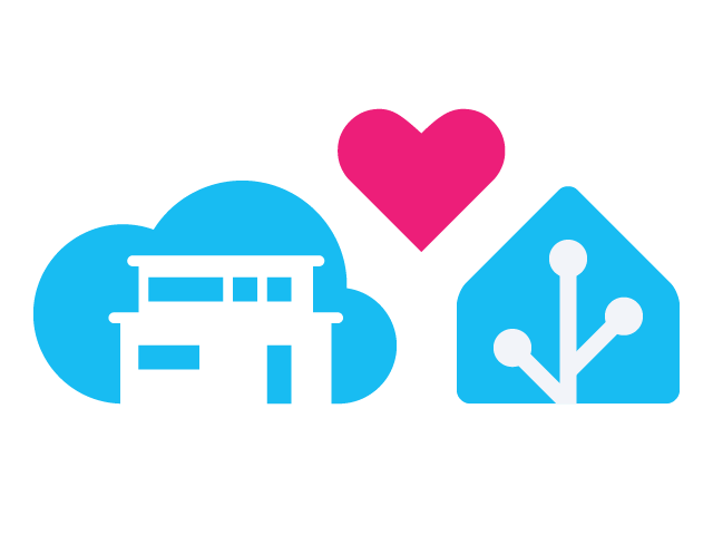 Nabu Casa logo on left, Home Assistant logo on right, and red heart in center